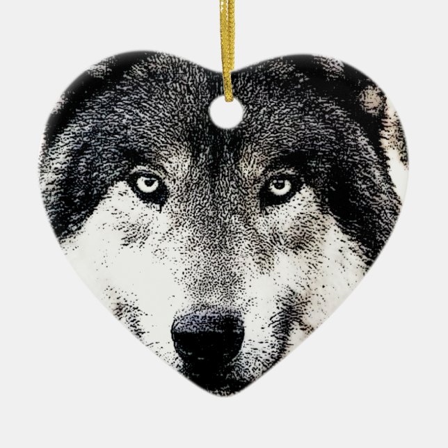 Wolf Eyes Ceramic Tree Decoration (Front)