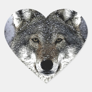 Wolf Eyes Heart Sticker