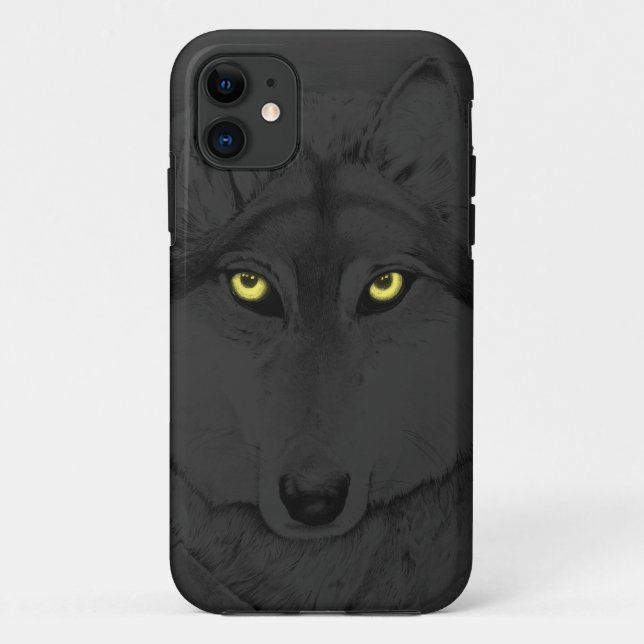 Wolf Eyes II (yellow eyes) - grey Case-Mate iPhone Case (Back)