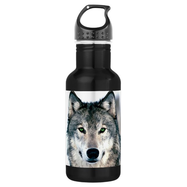 Wolf Eyes wild nature animal Print 532 Ml Water Bottle (Front)