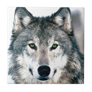 Wolf Eyes wild nature animal Print Ceramic Tile
