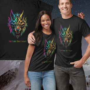 Wolf face colourful airbrush Nurture that beast T-Shirt