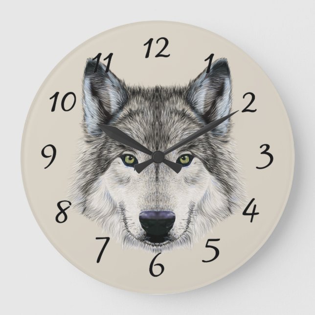 Wolf face design large clock (Front)