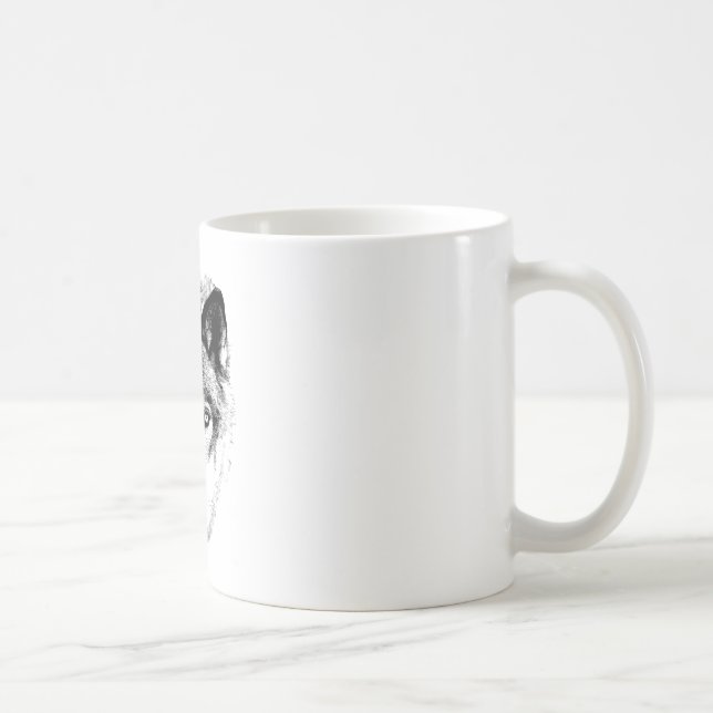 Wolf Face. Digital Wildlife Image. Coffee Mug (Right)