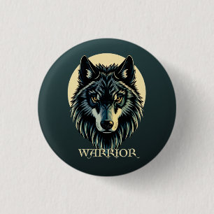 Wolf face fenrir tribal warrior no fear fenris 3 cm round badge