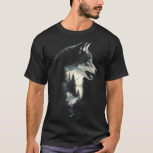 Wolf face forest nature animals howling bird T-Shirt