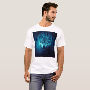 Wolf face in dark fantasy forest T-Shirt