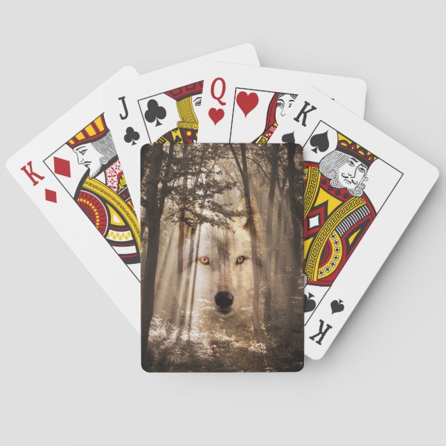 Wolf face in the woods playing cards (Back)