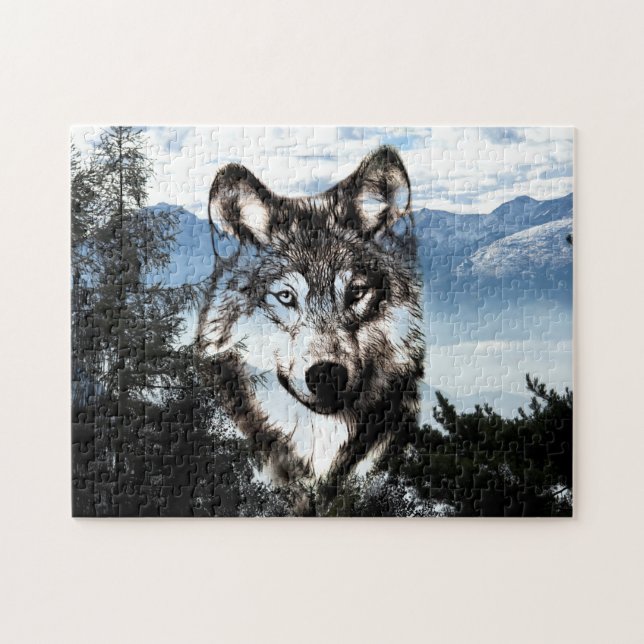 Wolf face jigsaw puzzle (Horizontal)