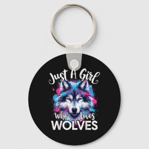 Wolf Face Just A Girl Who Loves Wolves Key Ring