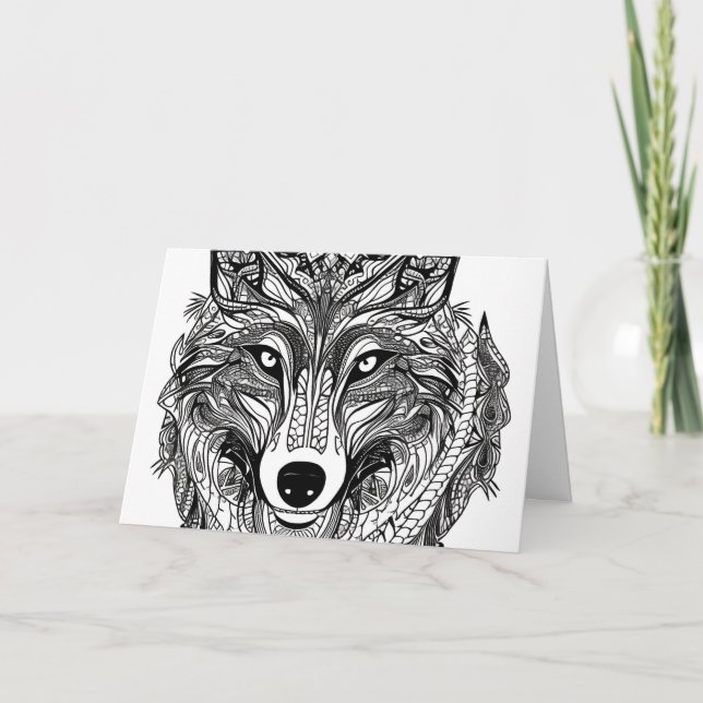 Wolf Face Note Card (Front)