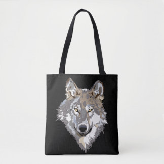 wolf face tote bag
