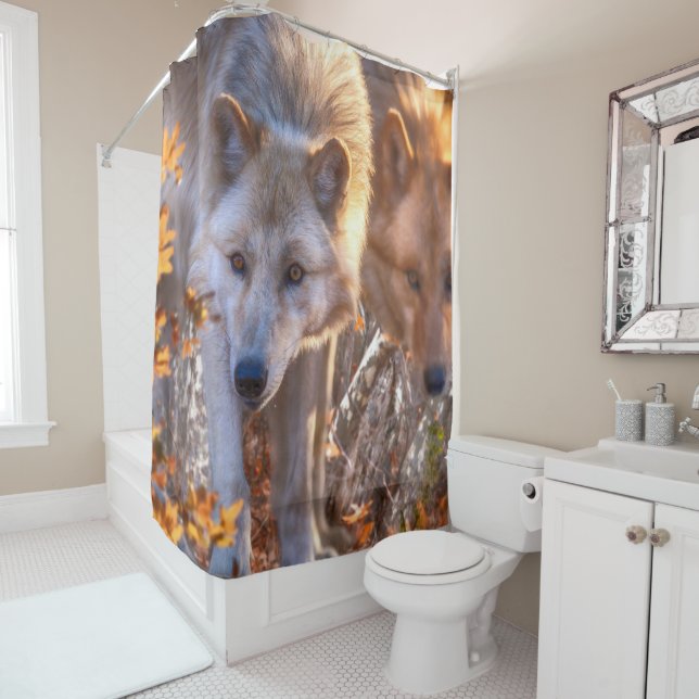 Wolf FAMILY AUTUMN Shower Curtain (In Situ)