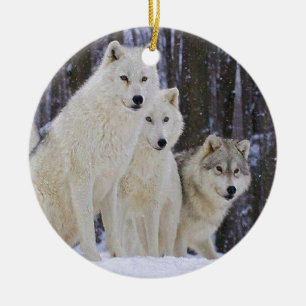 Wolf Family Ceramic Tree Decoration
