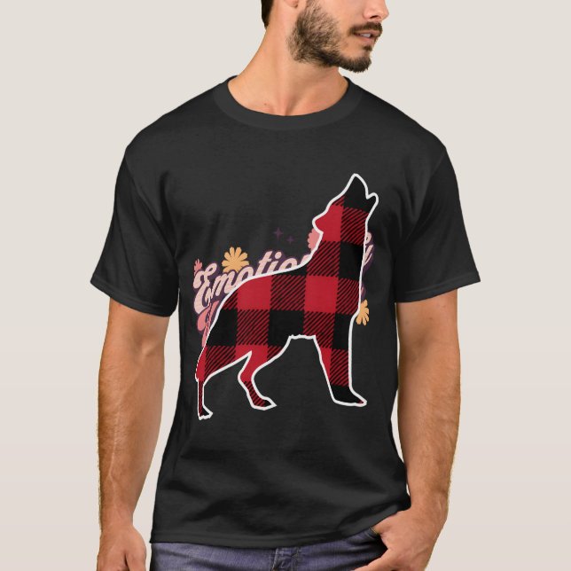 Wolf Family Red Plaid Buffalo Matching Family Paja T-Shirt (Front)