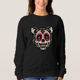 Wolf Fangs Sugar Skull Mexico Calavera Dia De Los Sweatshirt