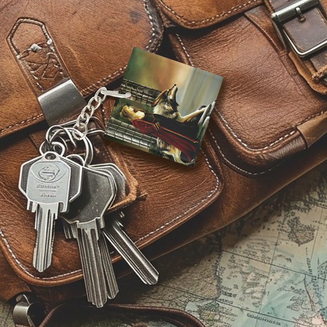 Wolf Fantasy Blonde Sorceress Key Ring (Creator Uploaded)