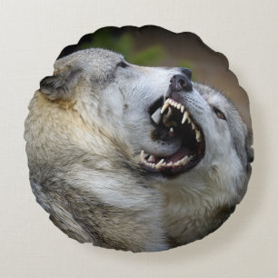 Wolf Fight Round Cushion