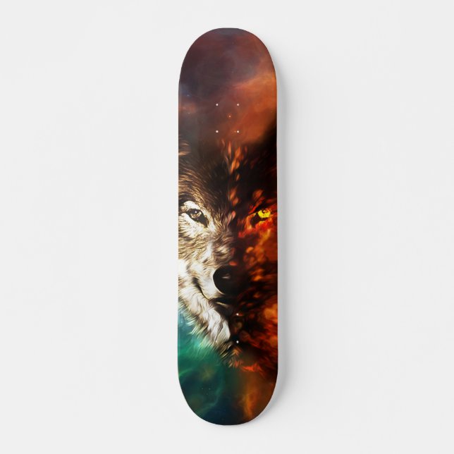 Wolf fire and ice skateboard (Front)