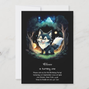 Wolf First Birthday Invitation