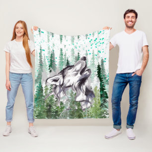 Wolf Fleece Blanket   Colourful Wolf Fleece Blanke