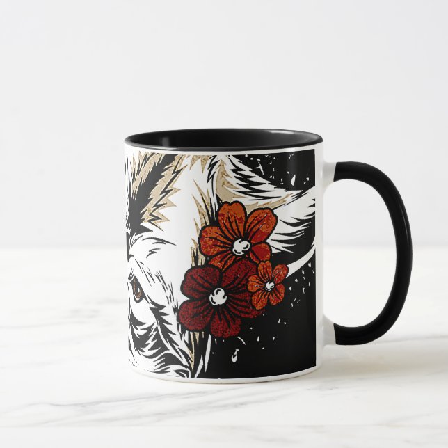 Wolf Flower Tatoo Vintage Mug (Right)