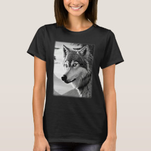 Wolf forest animal print predator motif head wolve T-Shirt