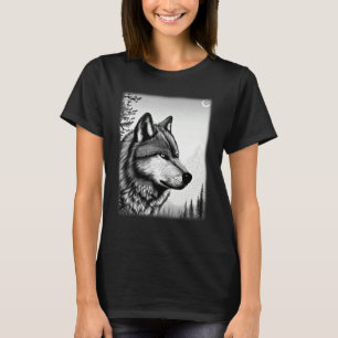 Wolf forest animal print predator motif head wolve T-Shirt