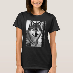 Wolf forest animal print predator motif head wolve T-Shirt