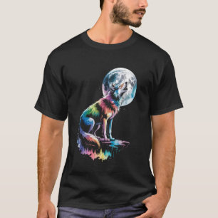 Wolf Forest Moon Vintage Cosmic Howling Wolf Lover T-Shirt
