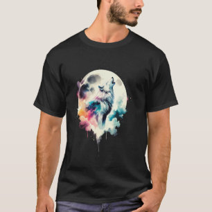 Wolf Forest Moon Vintage Cosmic Howling Wolf Lover T-Shirt