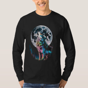 Wolf Forest Moon Vintage Cosmic Howling Wolf Lover T-Shirt