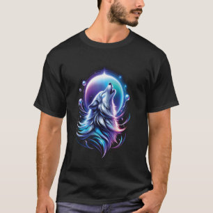 Wolf Forest Moon Vintage Cosmic Howling Wolf Lover T-Shirt