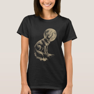Wolf Forest Moon Vintage Cosmic Howling Wolf Lover T-Shirt