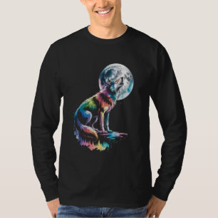 Wolf Forest Moon Vintage Cosmic Howling Wolf Lover T-Shirt