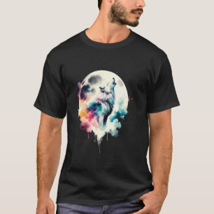 Wolf Forest Moon Vintage Cosmic Howling Wolf Lover T-Shirt