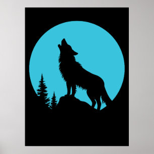 Wolf Forest Nature Outdoors Wildlife Silhouette Poster