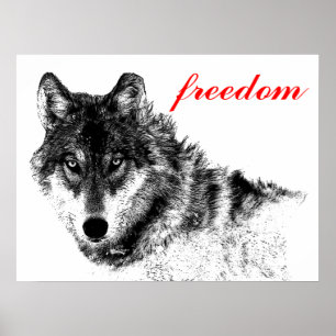 Wolf Freedom Motivational Inspirational Poster