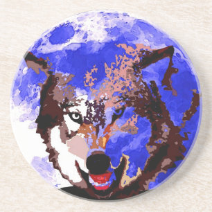 Wolf & Full Moon Coaster