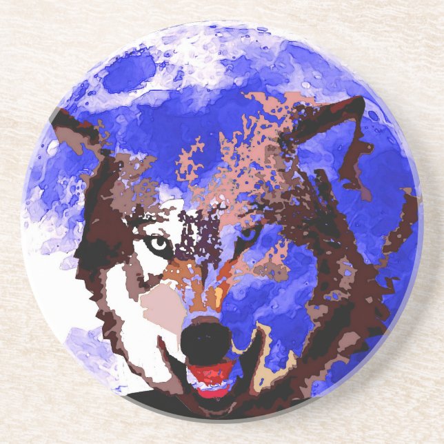 Wolf & Full Moon Coaster (Front)