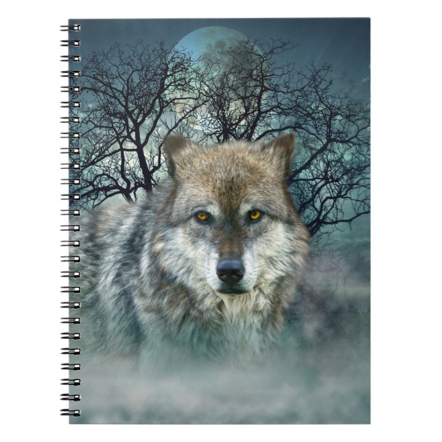 Wolf Full Moon in Fog Notebook (Front)