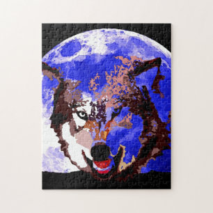 Wolf & Full Moon Jigsaw Puzzle