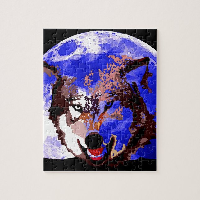 Wolf & Full Moon Jigsaw Puzzle (Vertical)
