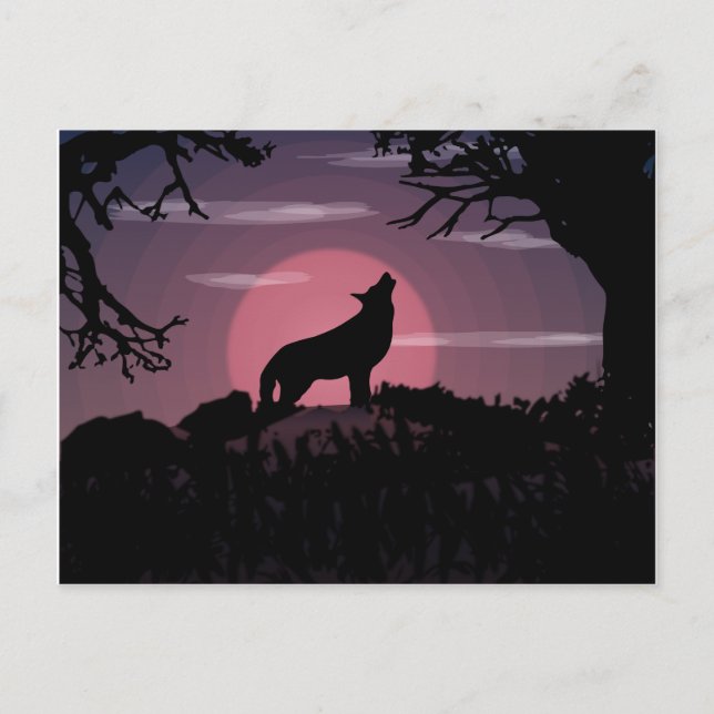 wolf full moon postcard (Front)