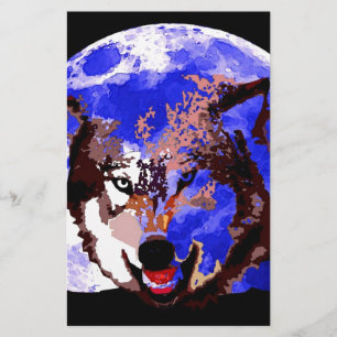 Wolf & Full Moon Stationery