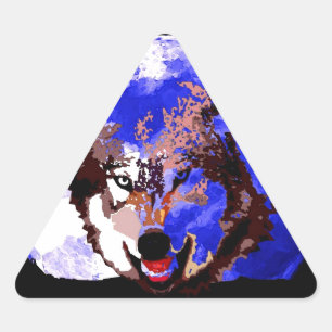Wolf & Full Moon Triangle Sticker