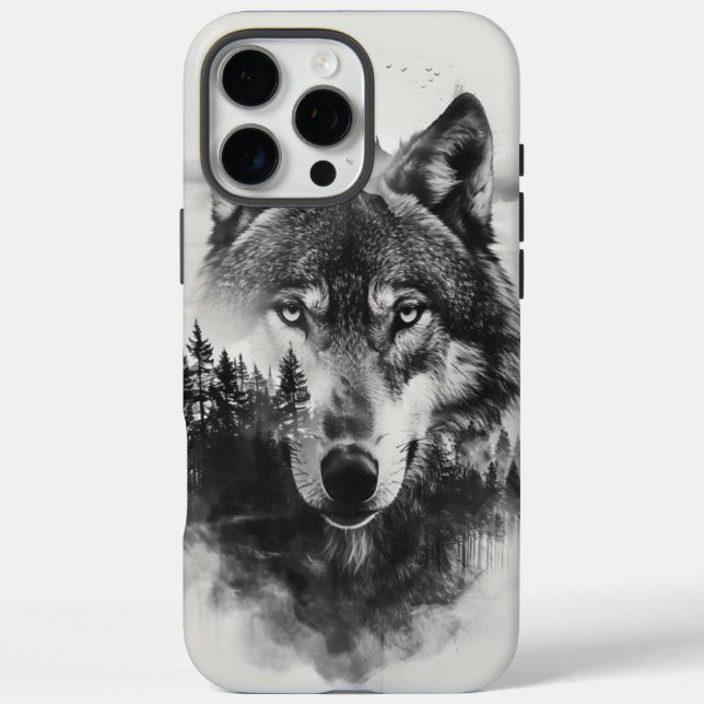Wolf gazes through misty forest Case-Mate iPhone case (Back)