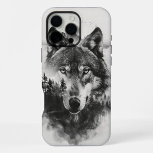 Wolf gazes through misty forest iPhone 16 pro max case