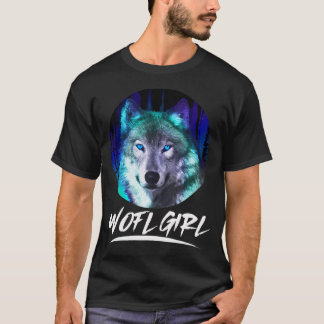 Wolf Girl Who Loves Wolves Aurora Colourful Funny T-Shirt