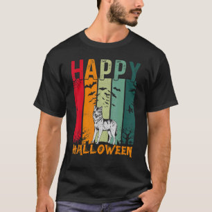 Wolf   Girls Boys Retro Style Halloween Dinner Par T-Shirt